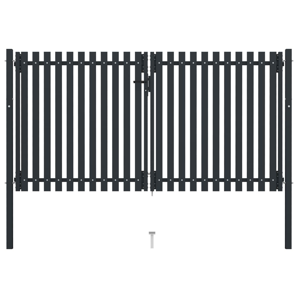 Double Door Fence Gate Steel 306x150 cm Anthracite
