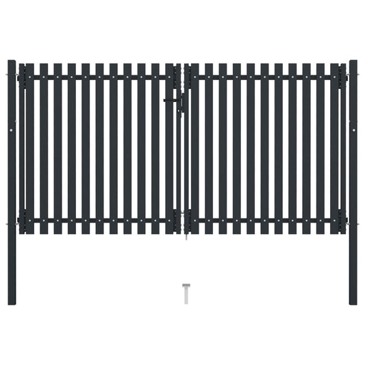 Double Door Fence Gate Steel 306x150 cm Anthracite