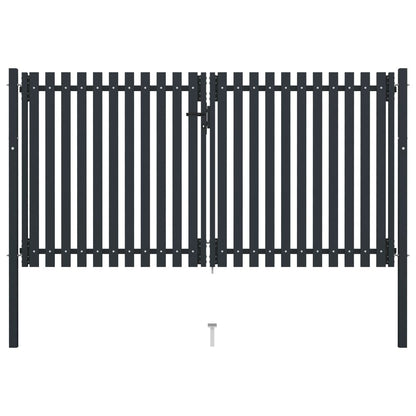Double Door Fence Gate Steel 306x220 cm Anthracite