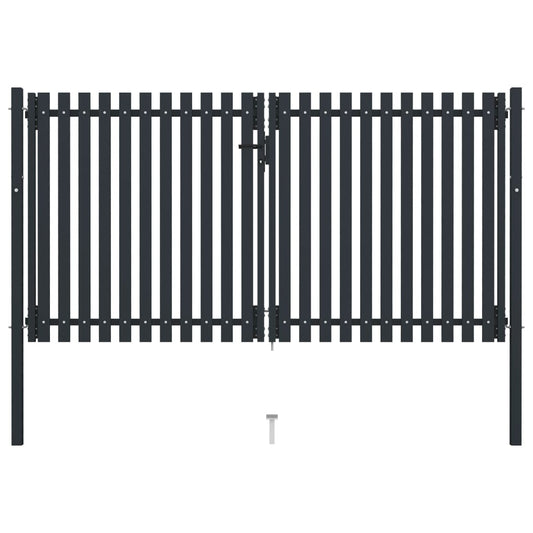 Double Door Fence Gate Steel 306x220 cm Anthracite
