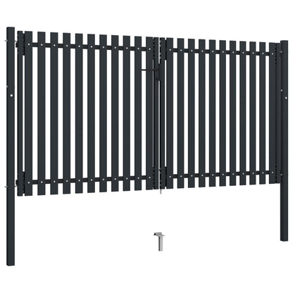Double Door Fence Gate Steel 306x220 cm Anthracite