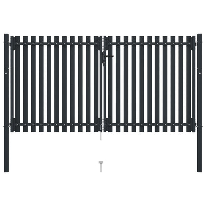 Double Door Fence Gate Steel 306x220 cm Anthracite