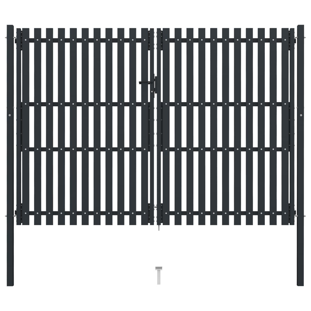 Double Door Fence Gate Steel 306x200 cm Anthracite