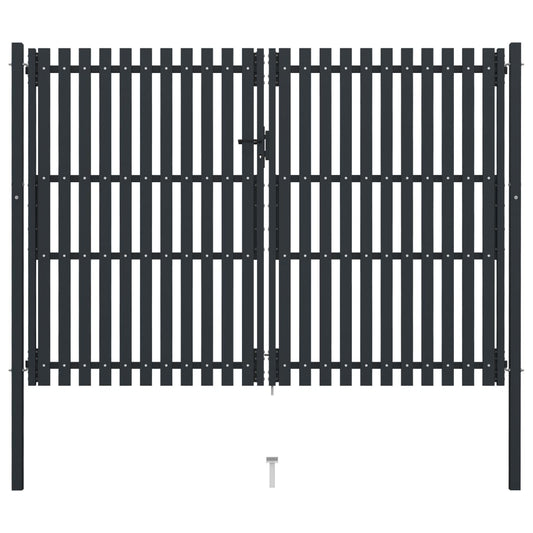 Double Door Fence Gate Steel 306x200 cm Anthracite