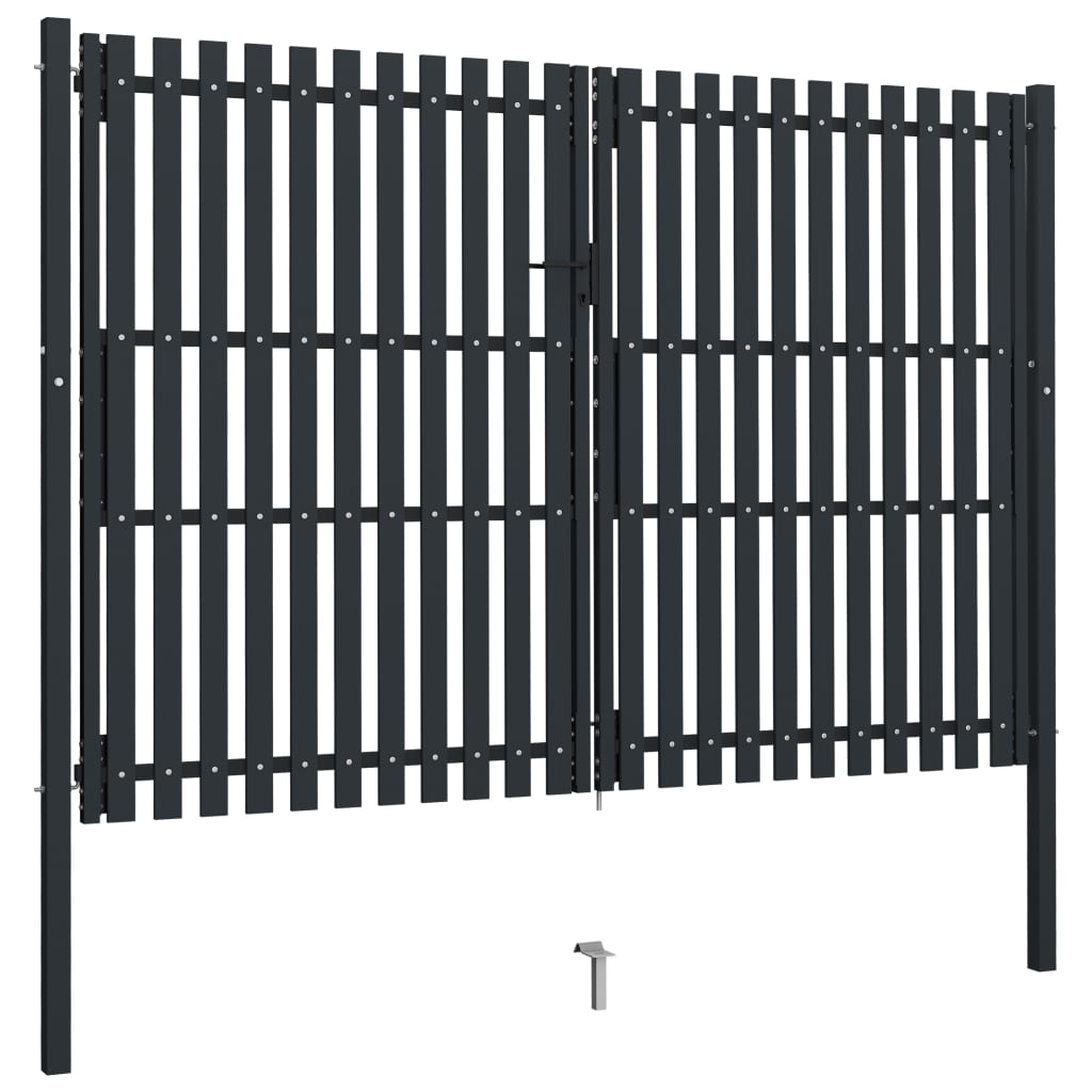 Double Door Fence Gate Steel 306x200 cm Anthracite