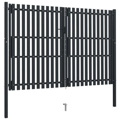 Double Door Fence Gate Steel 306x200 cm Anthracite