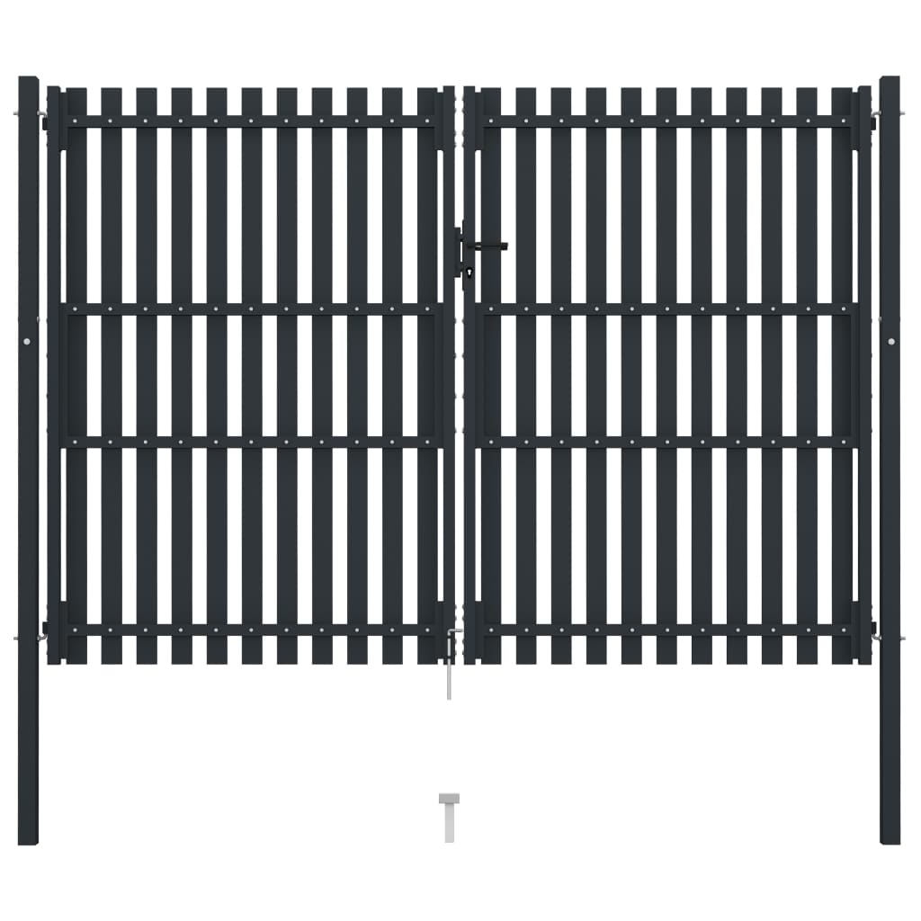 Double Door Fence Gate Steel 306x200 cm Anthracite