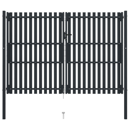Double Door Fence Gate Steel 306x200 cm Anthracite