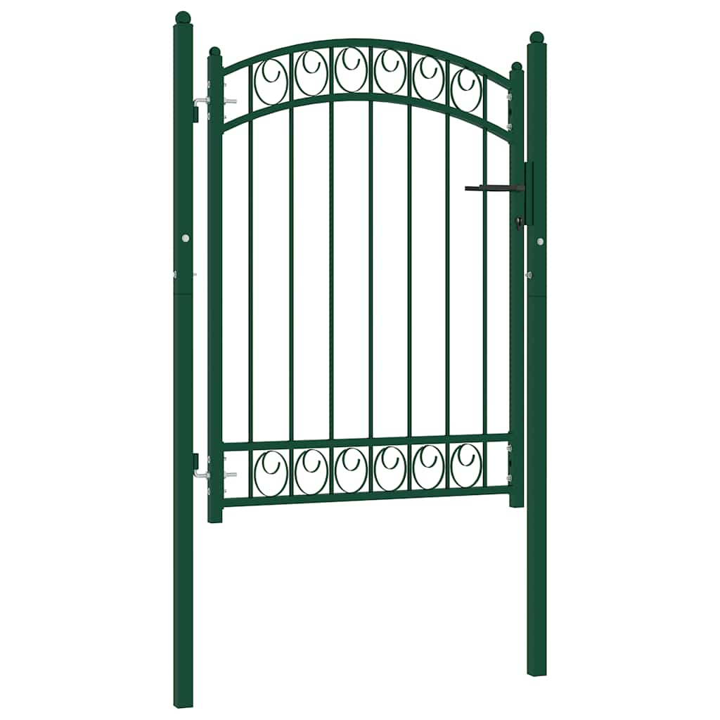 Fence Gate with Arched Top Steel 100x125 cm Green
