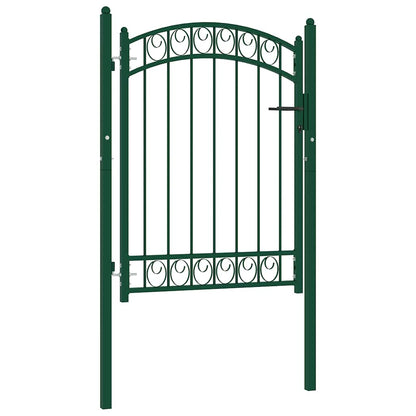 Fence Gate with Arched Top Steel 100x125 cm Green