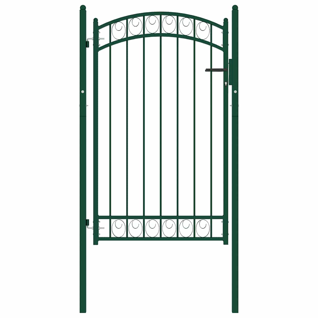 Fence Gate with Arched Top Steel 100x150 cm Green