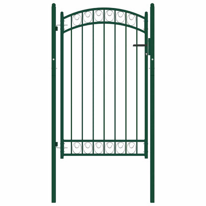 Fence Gate with Arched Top Steel 100x150 cm Green