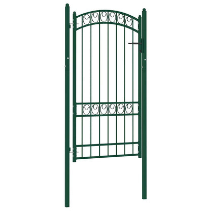 Fence Gate with Arched Top Steel 100x175 cm Green