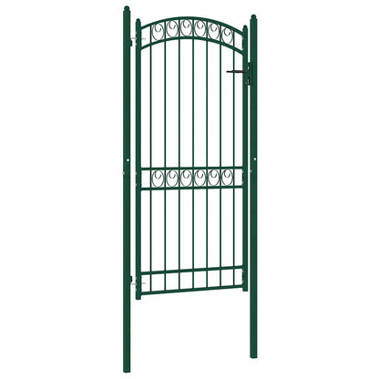 Fence Gate with Arched Top Steel 100x200 cm Green