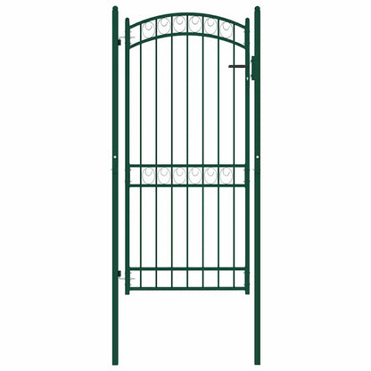 Fence Gate with Arched Top Steel 100x200 cm Green