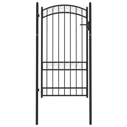 Fence Gate with Arched Top Steel 100x175 cm Black