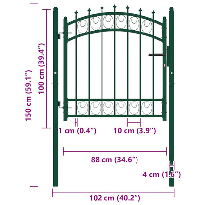 Fence Gate with Spikes Steel 100x100 cm Green