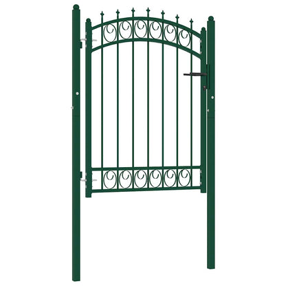 Fence Gate with Spikes Steel 100x125 cm Green