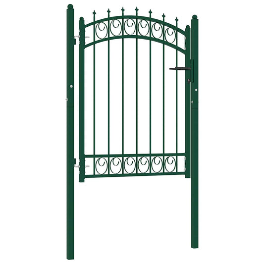 Fence Gate with Spikes Steel 100x125 cm Green