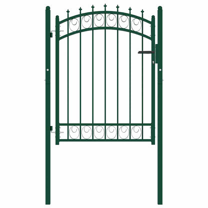 Fence Gate with Spikes Steel 100x125 cm Green