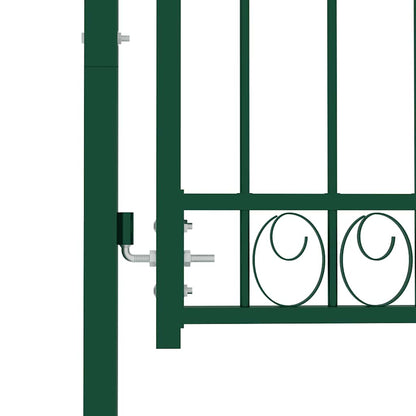 Fence Gate with Spikes Steel 100x125 cm Green