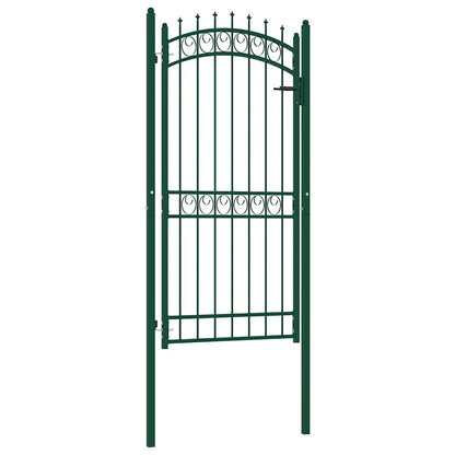 Fence Gate with Spikes Steel 100x200 cm Green