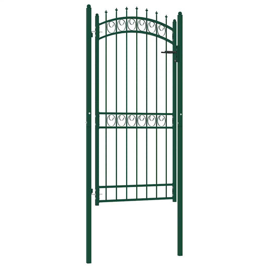 Fence Gate with Spikes Steel 100x200 cm Green