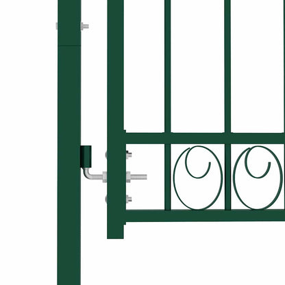 Fence Gate with Spikes Steel 100x200 cm Green
