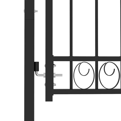 Fence Gate with Spikes Steel 100x125 cm Black