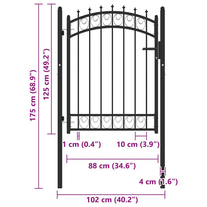 Fence Gate with Spikes Steel 100x125 cm Black