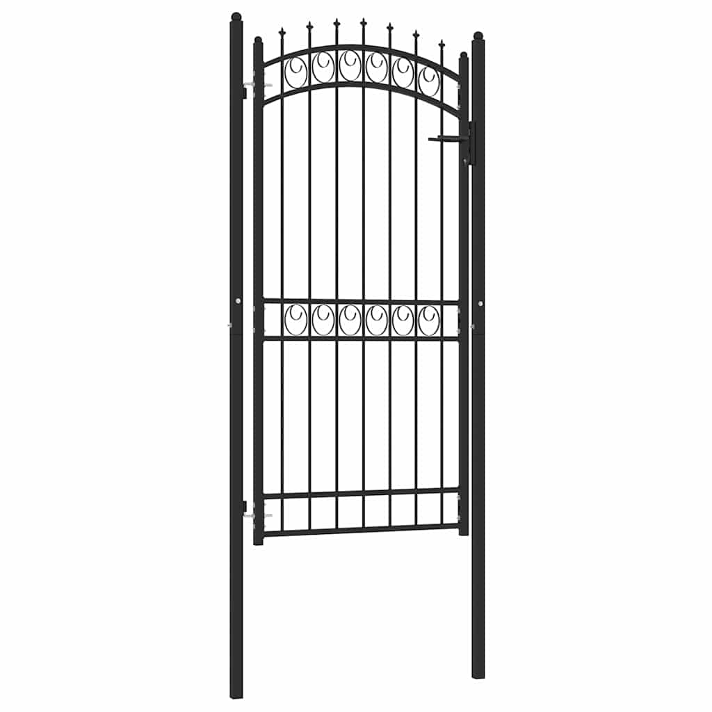 Fence Gate with Spikes Steel 100x200 cm Black