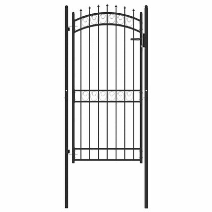 Fence Gate with Spikes Steel 100x200 cm Black