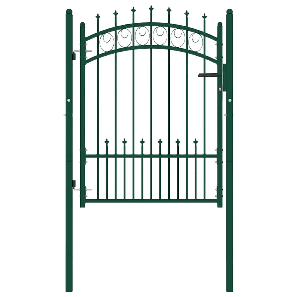 Fence Gate with Spikes Steel 100x125 cm Green