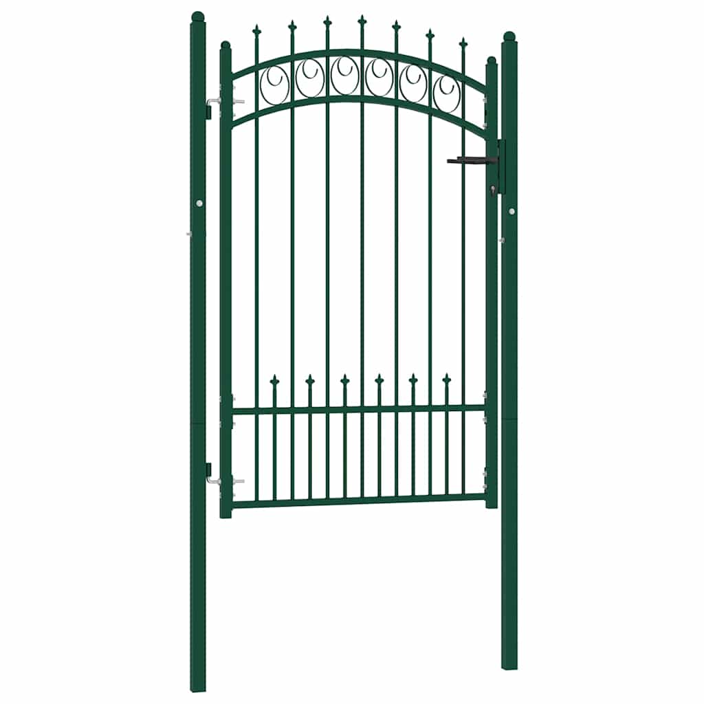 Fence Gate with Spikes Steel 100x150 cm Green