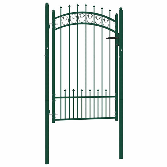 Fence Gate with Spikes Steel 100x150 cm Green