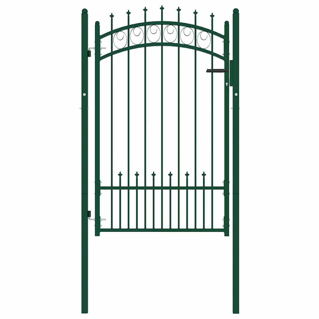 Fence Gate with Spikes Steel 100x150 cm Green