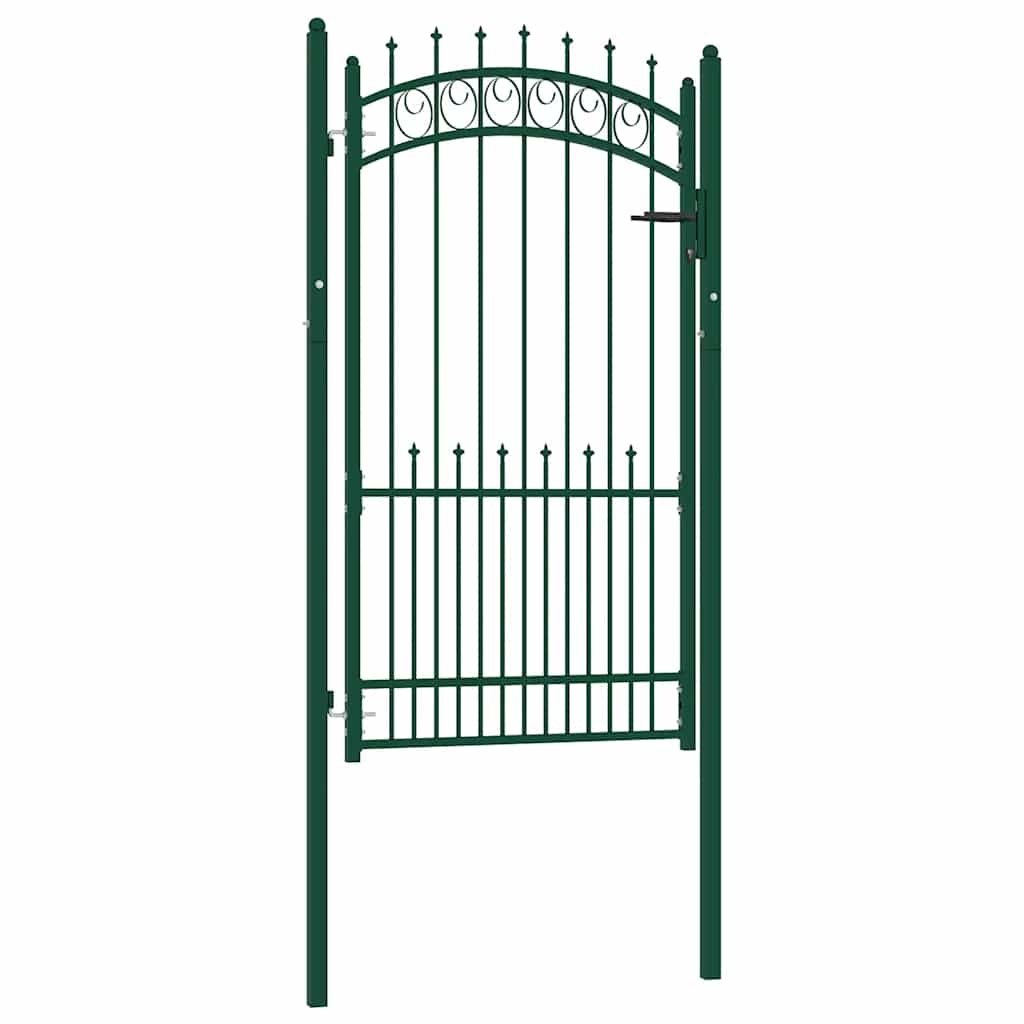 Fence Gate with Spikes Steel 100x175 cm Green