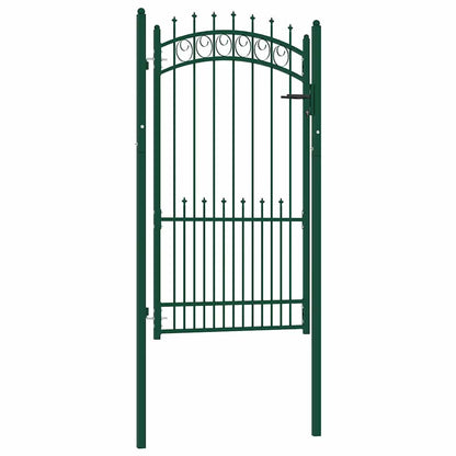 Fence Gate with Spikes Steel 100x175 cm Green