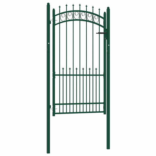 Fence Gate with Spikes Steel 100x175 cm Green