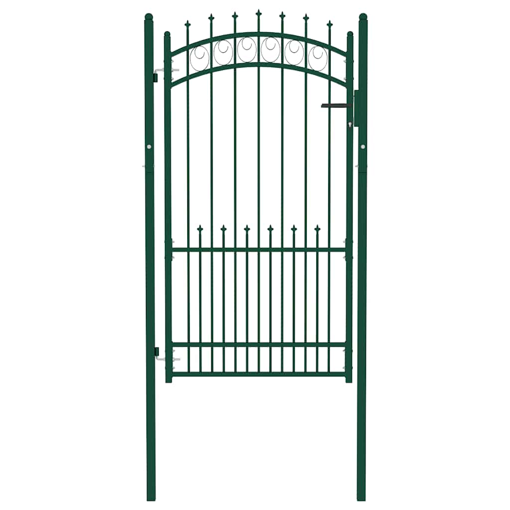 Fence Gate with Spikes Steel 100x175 cm Green