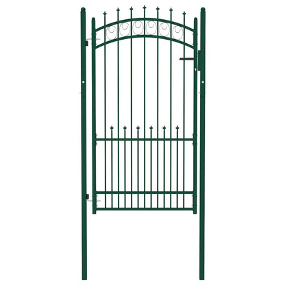 Fence Gate with Spikes Steel 100x175 cm Green