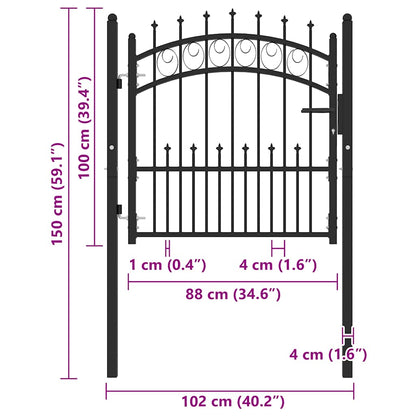 Fence Gate with Spikes Steel 100x100 cm Black