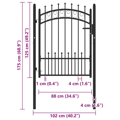 Fence Gate with Spikes Steel 100x125 cm Black
