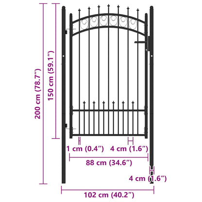 Fence Gate with Spikes Steel 100x150 cm Black