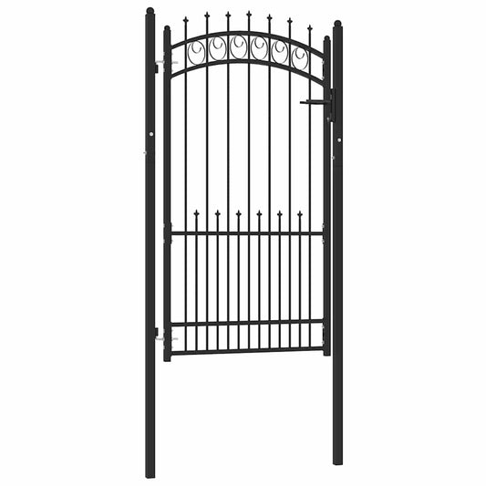 Fence Gate with Spikes Steel 100x175 cm Black