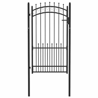 Fence Gate with Spikes Steel 100x175 cm Black
