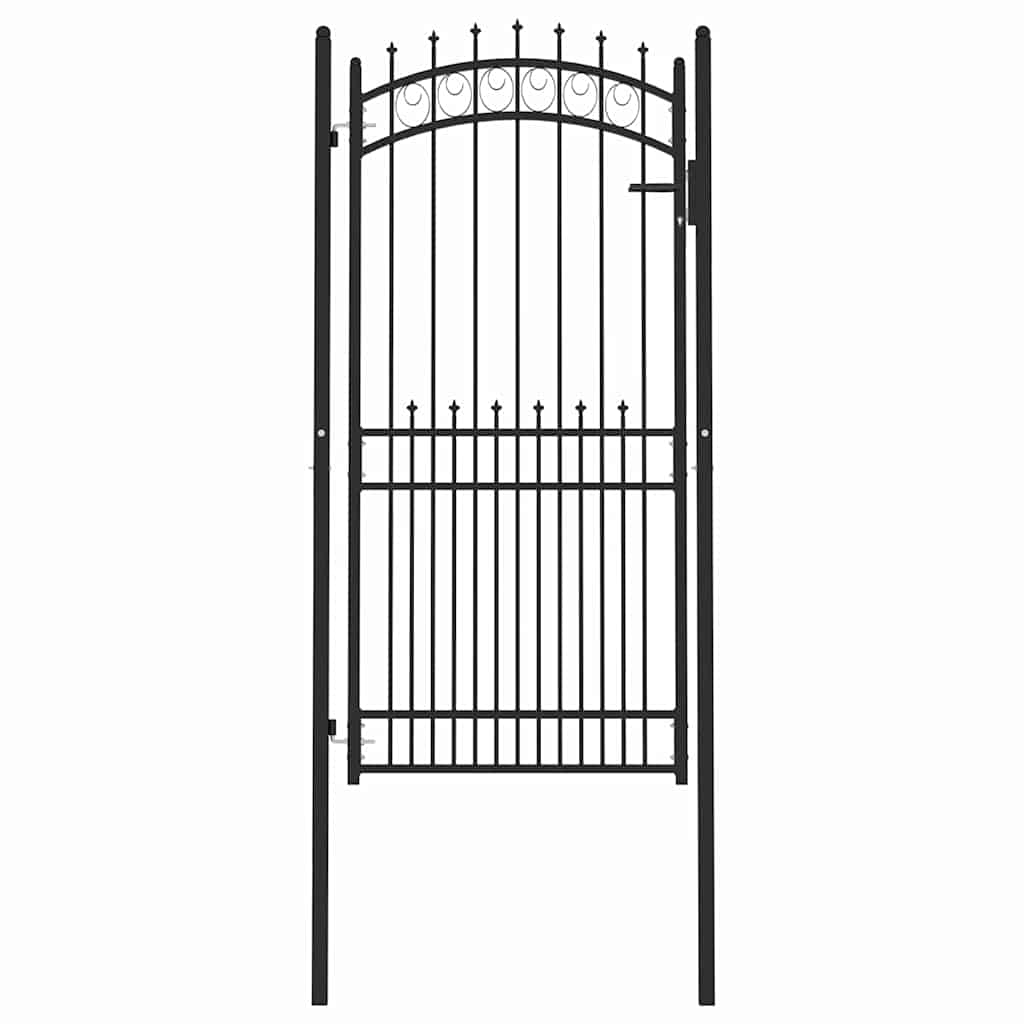 Fence Gate with Spikes Black 100 x 200 cm Powder-coated steel