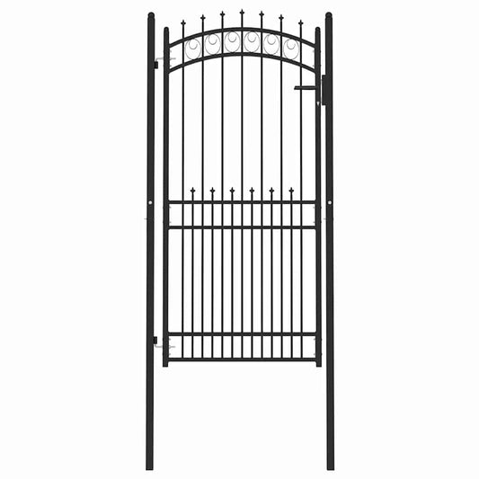 Fence Gate with Spikes Black 100 x 200 cm Powder-coated steel