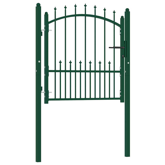 Fence Gate with Spikes Steel 100x100 cm Green
