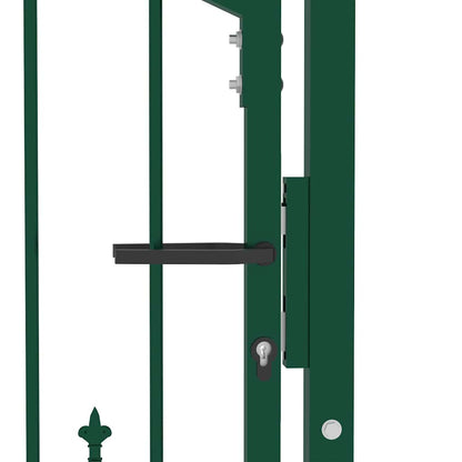 Fence Gate with Spikes Steel 100x100 cm Green